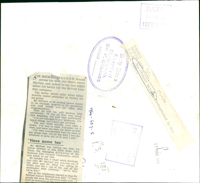 BOYISH ALMOST LOOKING AT MICHAEL SIR BALCON - SRIMISE GEIDAVOS, FILM, JOHN - Vintage Photograph