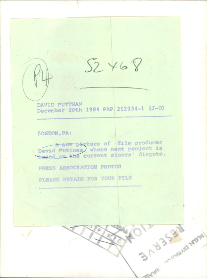 1984 - PUTTNAM DAVID FILM PROD, LONDON - Vintage Photograph