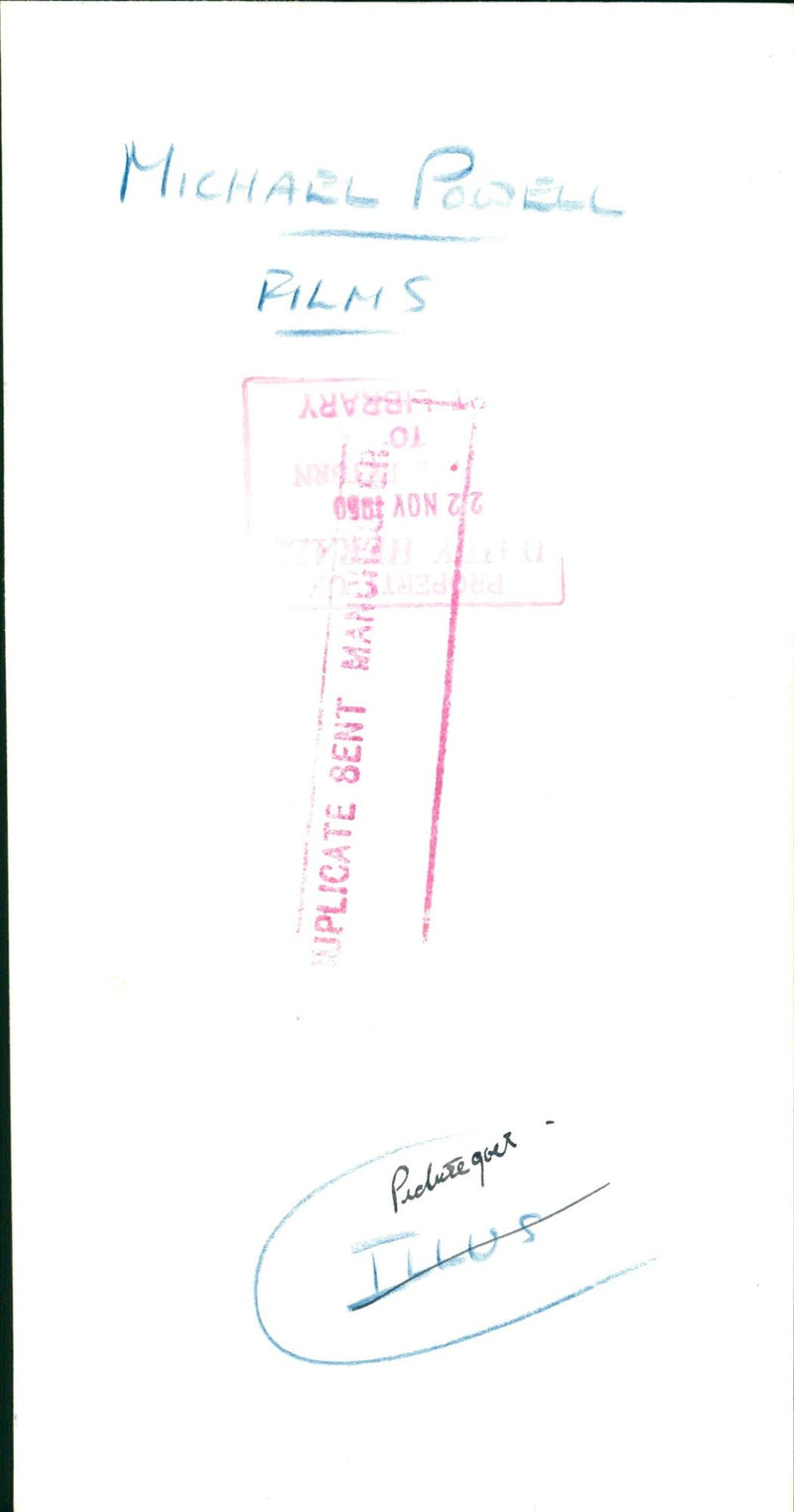 FILM PRODUCER MICHAEL POWELL - ZEYTINY SENT SAMT JPLICATE - Vintage Photograph