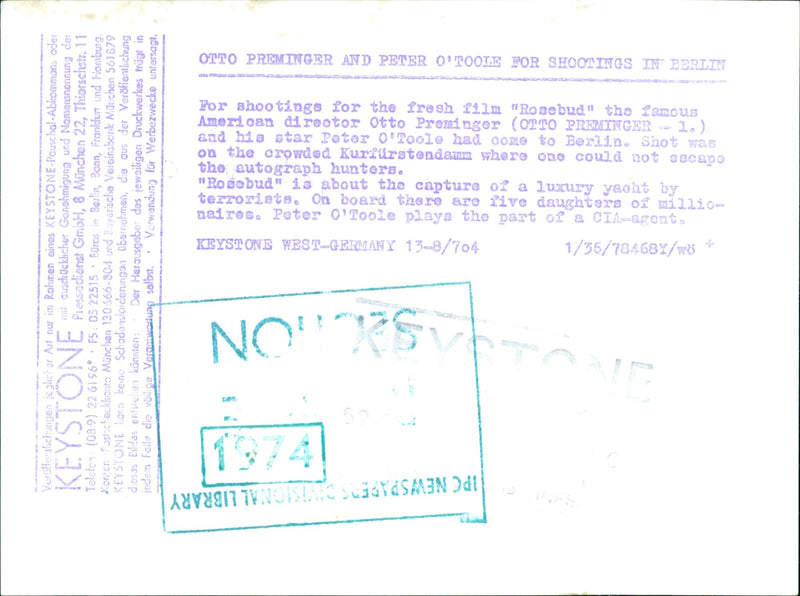 PREMINGER OTTO FILM PRODUCER - AND PETER NAMENSNENNUNG DE, AMERICAN - Vintage Photograph