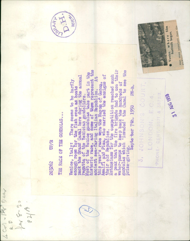 1950 - DEER COS, FILM, ITALY, LONDON - Vintage Photograph