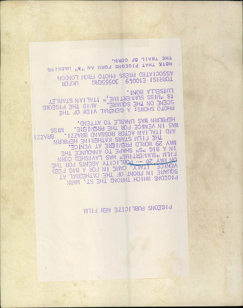 1911 - NEW FILM PIGEONS PUBLICIZE, LONDON - Vintage Photograph