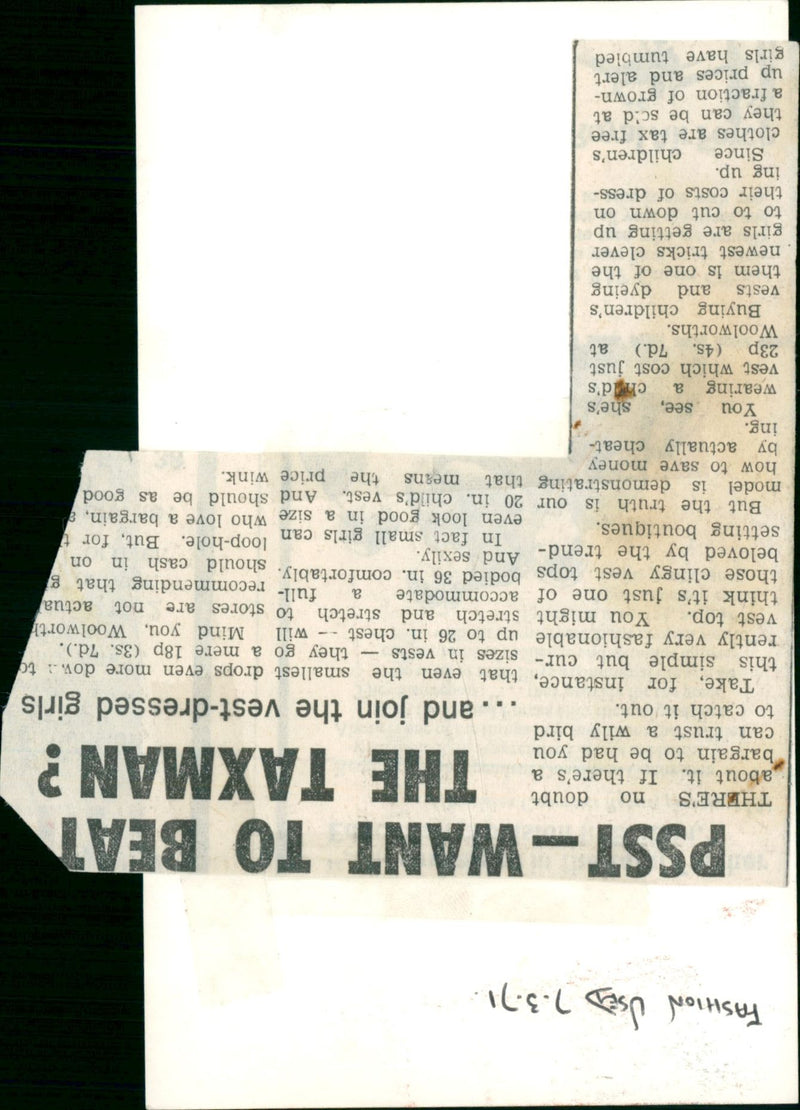 1970 - FASHIONS PEOPLE CONTACTS PSST WANT USED, MODEL, - Vintage Photograph