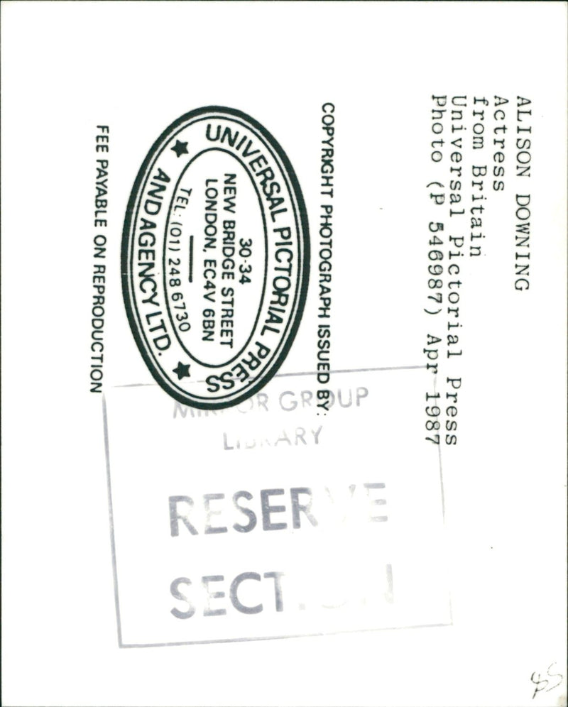 1987 - DOWNING ALISON MODEL FROM ACTRESS, LONDON - Vintage Photograph