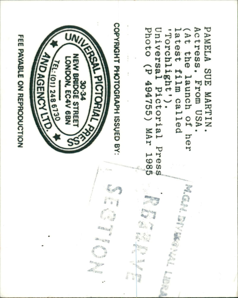 1985 - RADIO T V PROG NAMED LA LM MARTIN SUE PAMELA ACTRESS, LONDON, FILM - Vintage Photograph