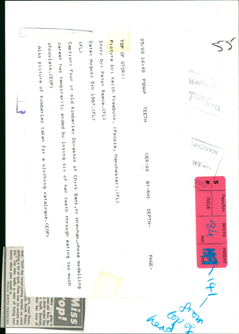 1987 - CHKO WIL NOSSONO WIDTH ISS EDN PAGE KIM, MODEL, TAKEN, DE - Vintage Photograph