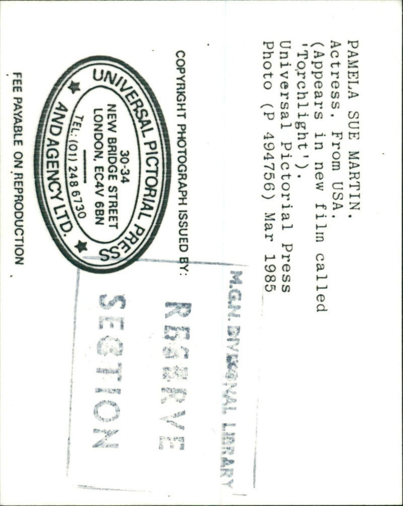 1985 - RADIO T V PROG NAMED LA LM MARTIN SUE PAMELA ACTRESS, LONDON, FILM - Vintage Photograph