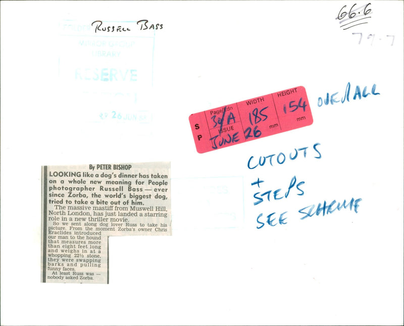 BASS RUSSELL - HEIGHT RUSSACE MM RUSSELL

, MOVIE, TAKEN, LONDON - Vintage Photograph