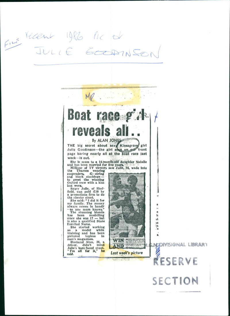 1916 - GOODIN SON JULIE KISSAGRAM GIRL RECENT JULLE JONES ALI ALAN, MODEL - Vintage Photograph