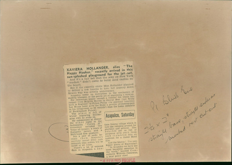 1973 - MEXICO THAT XAVIERA HOLLANDER THE ALIAS, PRINCE, FILM - Vintage Photograph