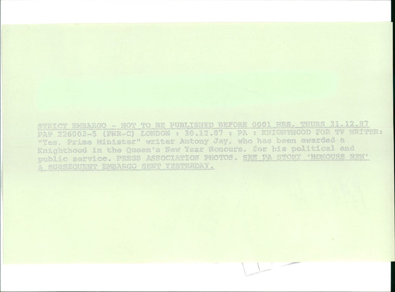 SAY ANTONY TL WRITER - SUUREST NOT EMEARGO, LONDON - Vintage Photograph