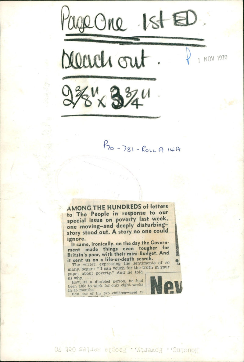 1970 - BLEACH PAGE, US, WRITER - Vintage Photograph