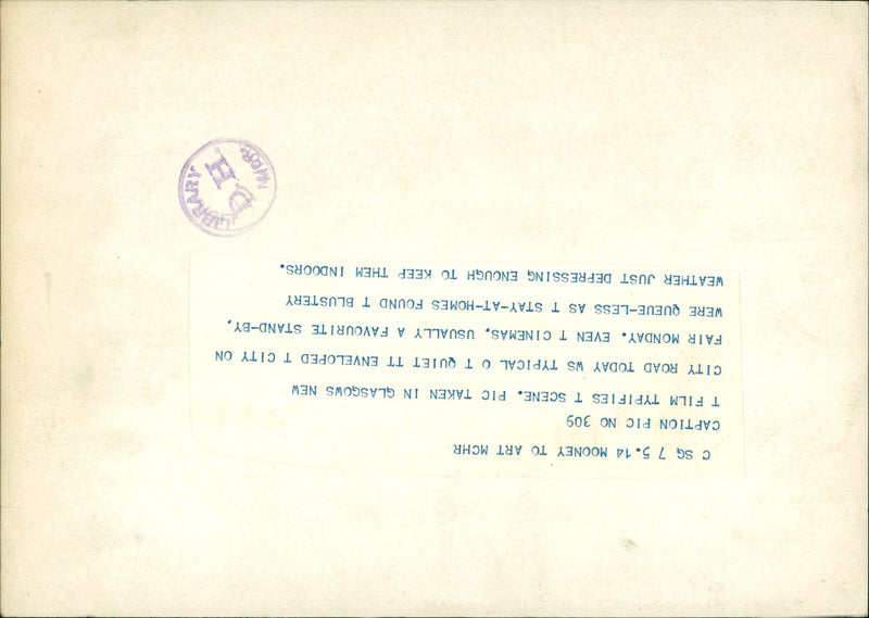 LASGOW AMUSEMENTS CINEMAS THEATRES - ART CSG MOONEY, SCENE, TAKEN, FILM - Vintage Photograph