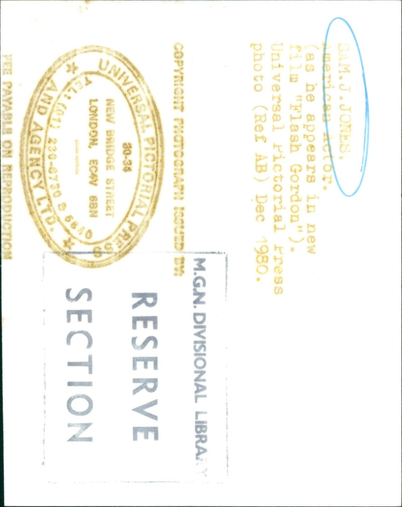 1980 - JONES SAM YO MERIENTOS YO226

 J., LONDON, FILM, APPEARS - Vintage Photograph