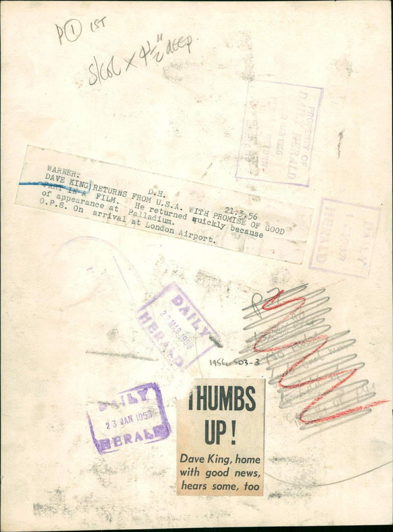 1953 - KING DAVE COMEBIND SKOLX ADEP, LONDON, FILM - Vintage Photograph