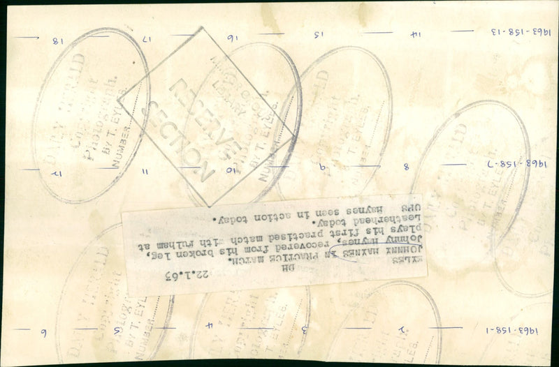 1963 - HAYNES JOHNNY FOOTBALL EX FULHAM F C YLSS JOHNNI, DE, FILM - Vintage Photograph