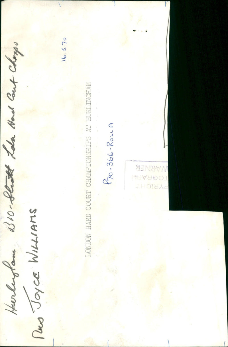 WILLIAMS JOYCE HONNIS - STATT BRO HERLEGLANE LOHN, LONDON, FILM - Vintage Photograph