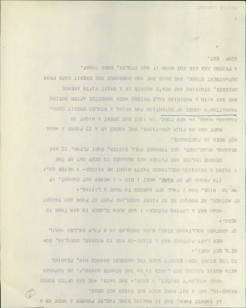 1967 - FLYNN DIEDRE DAUGHTER OF ERROL FYW FYW

, MOVIE, MODEL, FASHION - Vintage Photograph