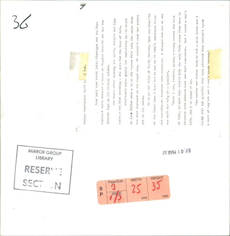 FLANNIGAN JUCIE MODE - RESER SECT JULIE MEL, GERMAN, FILM - Vintage Photograph