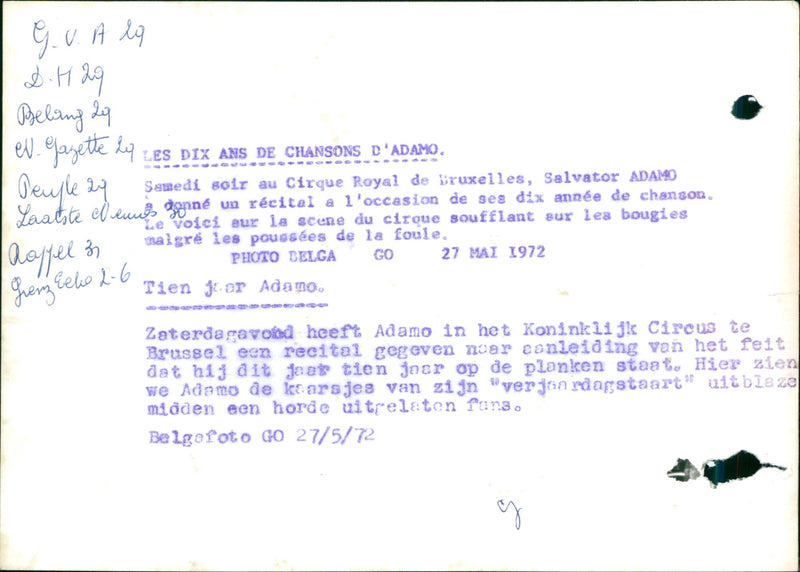 1972 DEULE DIX SAMEDI CIRQUE SCENE ANNEE LES VOICI GRENZEELO MAI ROYAL CONCERT - Vintage Photograph