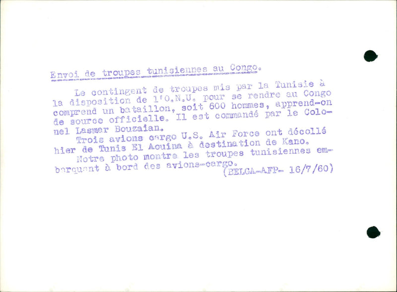 Sending Tunisian troops to Congo. - Vintage Photograph