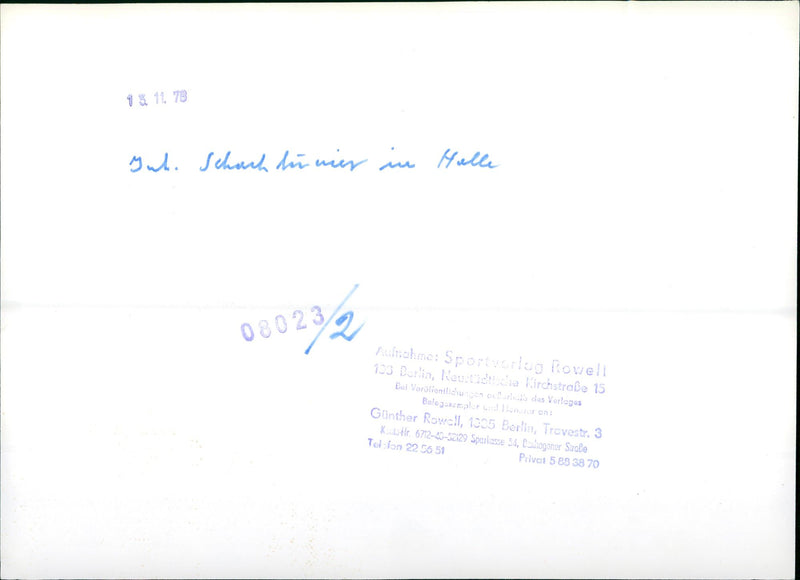 DRUCKKOMBE INT CHESS TOURNAMENT HALLE USCHE DRUCKKOMB - Vintage Photograph