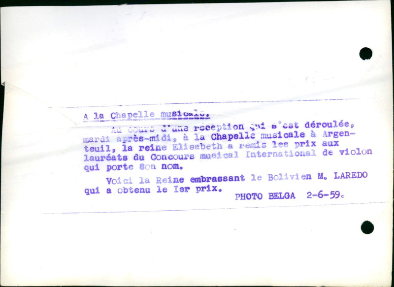 JUIN BOLIVIA VIOLON ELISABETH CHAPELLE LES CONCOURS SKEP INTERNATIONAL - Vintage Photograph