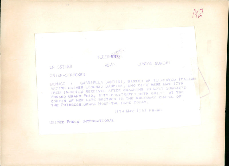 RHODESIEN MONACO GABRIELLA BANDIN SISTER UNITED DIED PRINCESS PRESS - Vintage Photograph