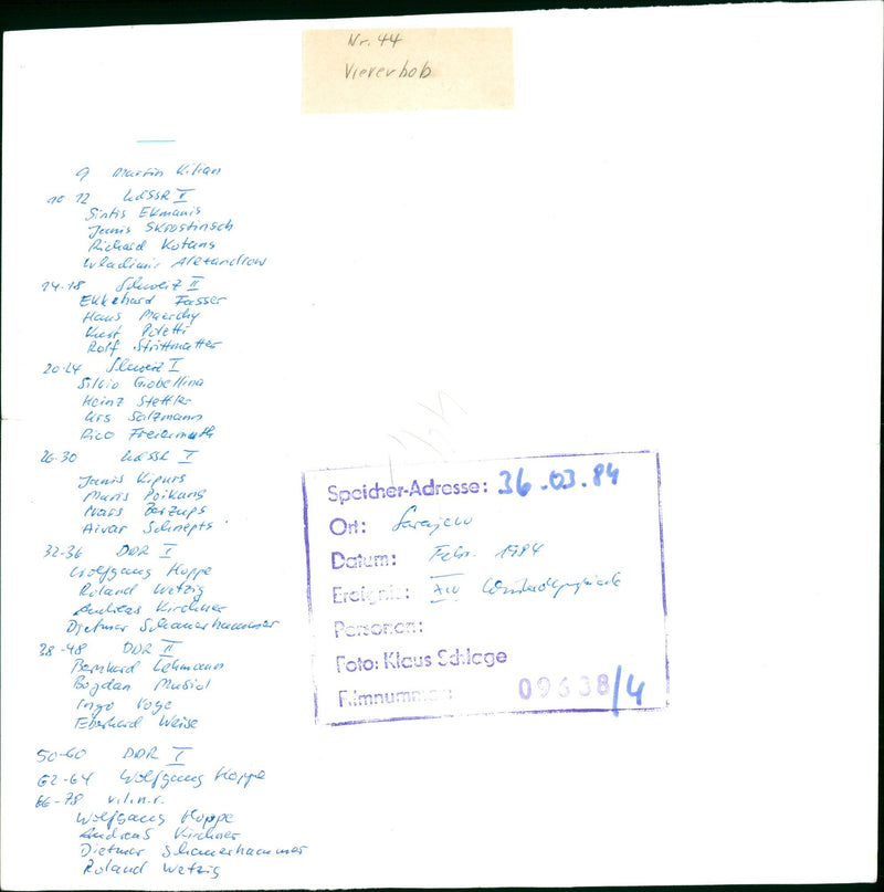 1984 OLYMPICAL WINTER PLAY THONFELD SARAJEVO VIERER BOB MAW MUSIC - Vintage Photograph