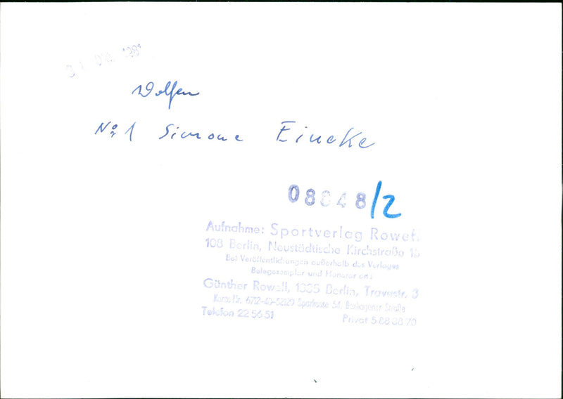 FILM GUNTHER ROWALL AND SHOT BERLIN DIRECTED SIMONE - Vintage Photograph