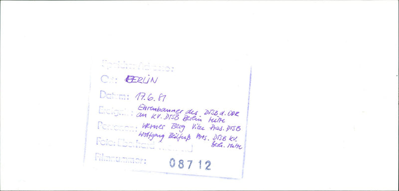 DTSE BERLIN HEINE EHRENBANNER DTSB WERNER BERG VIZE PRAS WOLFGANG FILM - Vintage Photograph