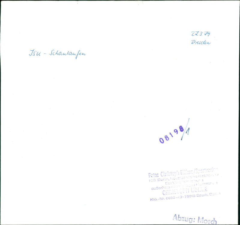 SCHAULAUTEN DRESOLEN ISU RUNS CHRISTOPA OBEC CHARLES FILM - Vintage Photograph