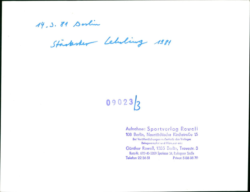 1981 BOYS MANNSCH BERLIN STRONGEST APPRENTICE FINAL MICHAEL FILM - Vintage Photograph