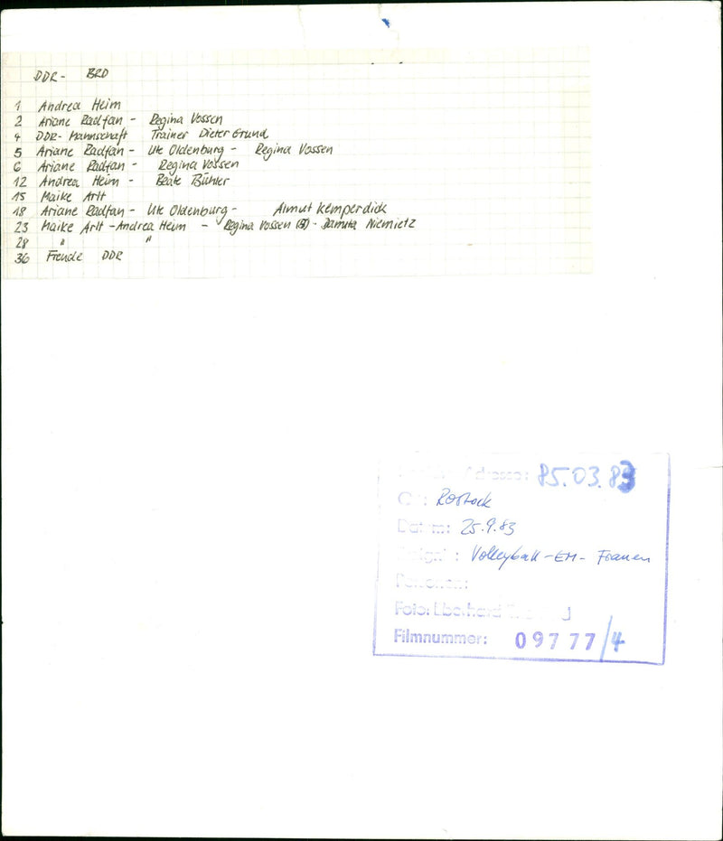 1983 OPEN SHOTOKAN KARATE SEBWERIN VOLLEYBALL WOMEN POLO BOBO FILM NUMBER - Vintage Photograph