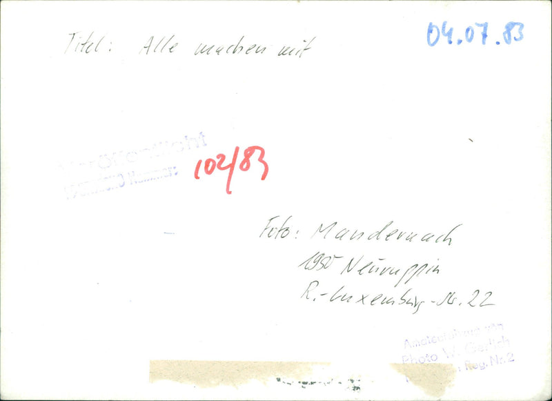 VERB GERMAN FILM AMATE PRODO DIRECTED MANDERUACH MIR NTIVUPP - Vintage Photograph