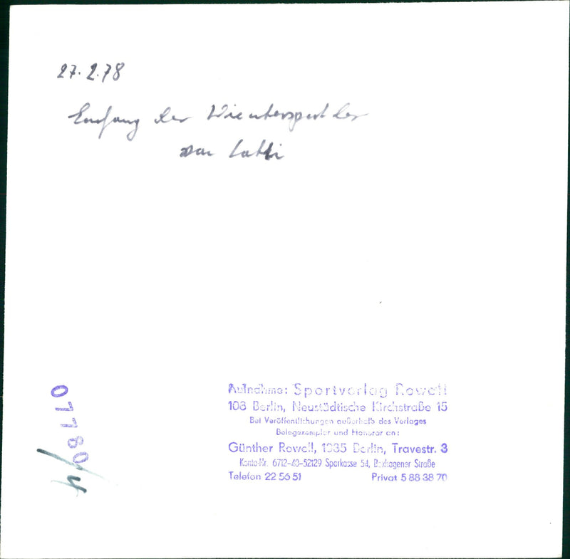 1978 EMPT EMFANG SPRINGER LATH HANG GLAP ARRIVAL PUBSTINUE - Vintage Photograph