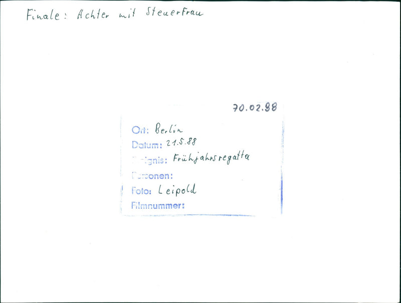 1988 HRSREGATTA BERLIN FRUHJAHRS REGATTA CONEN LEIPOLD FILM NUMBER BERL - Vintage Photograph