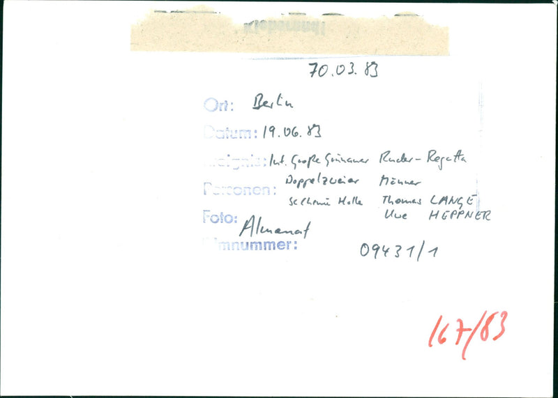 RUNAUER RUDEV REGATTA RACONEN DOUBLECIRCUIT MINUER THOMAS LANGE HEPPNE - Vintage Photograph