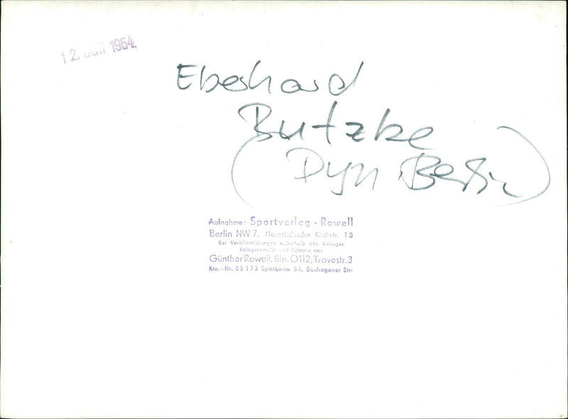 1964 WWII EBERHARD BUTZKE PYN BERE RECORDING SPORTVERLAG BERLI - Vintage Photograph