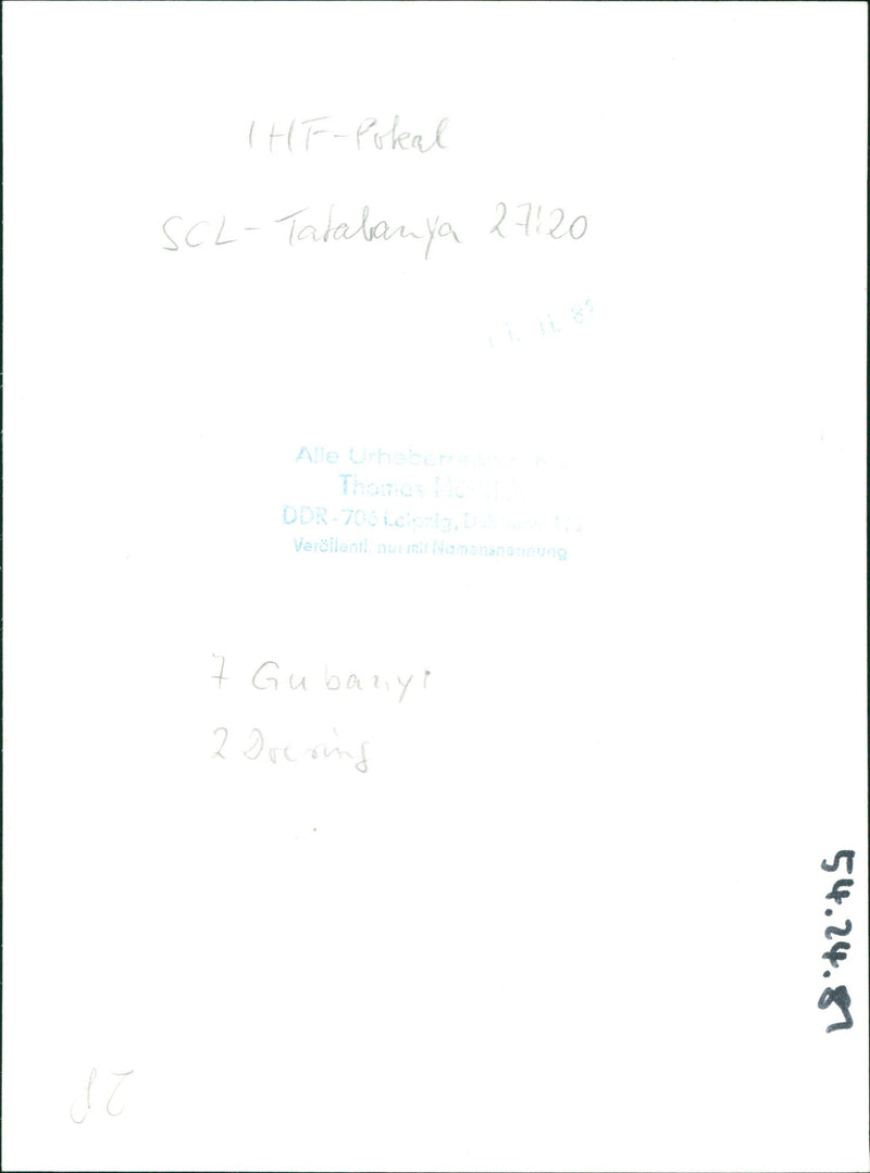 EROPAPOCAL MANNER NENO TBSHF CUP SCL TATABANJA DDR BOLSIG VERBILEN NUEN - Vintage Photograph