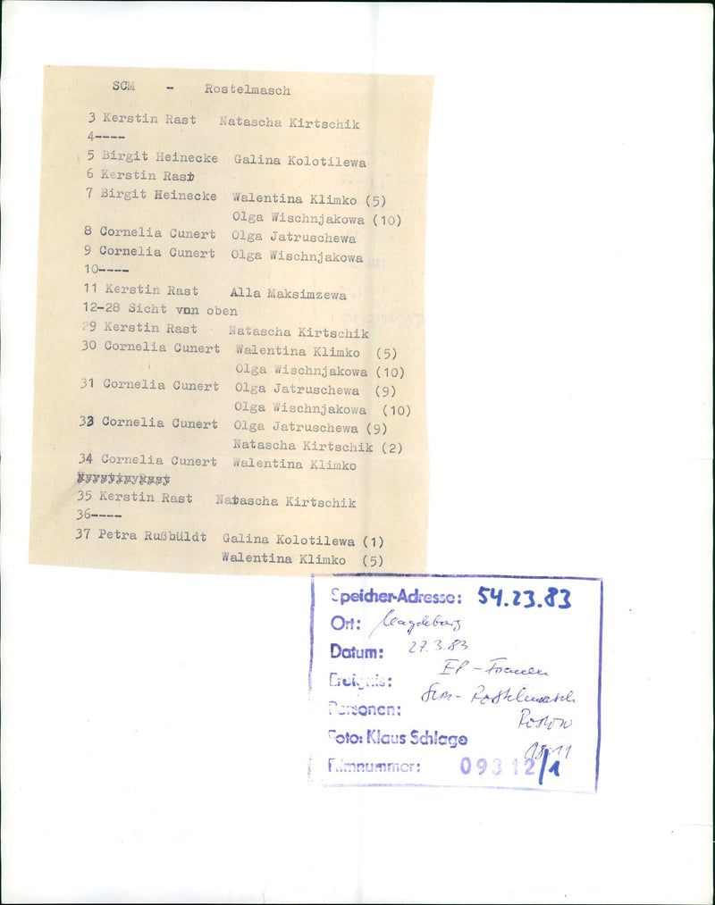 1983 SCMAGDEBURG ROSELMASCH ROSTOW SCM ROSTELM FRENCH GALINA FILM - Vintage Photograph