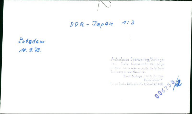 1973 GDR JAPAN POTSDAM LLIU TOTE DREW PBT SUMBE QELAG MASK KODAK AYS FILM - Vintage Photograph