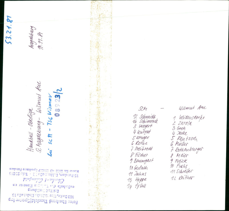 1981 WISMAR HANDBALL OBERLIGA MAGDEBURG WISMUT FILM JOHN - Vintage Photograph