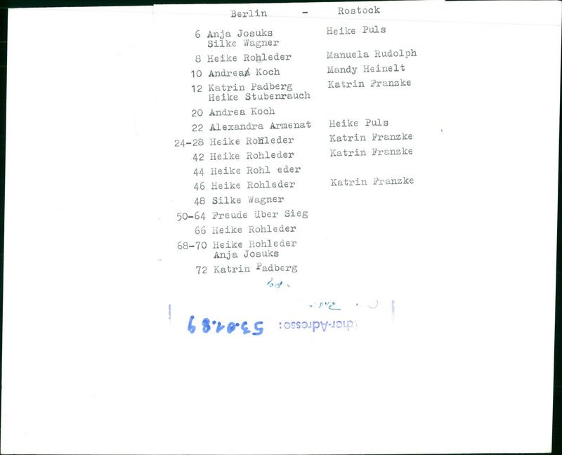 LUGEND SPARTAKIADE BERLIN ROSTOCK HEIKE PULS MANUELA RUDOLPH - Vintage Photograph