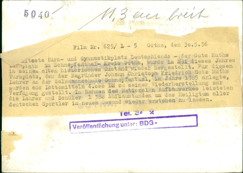 GUTS MUTHS STE FURN UND GYMNASTICSPLATZ DEUTSCHLANDS DER FILM - Vintage Photograph