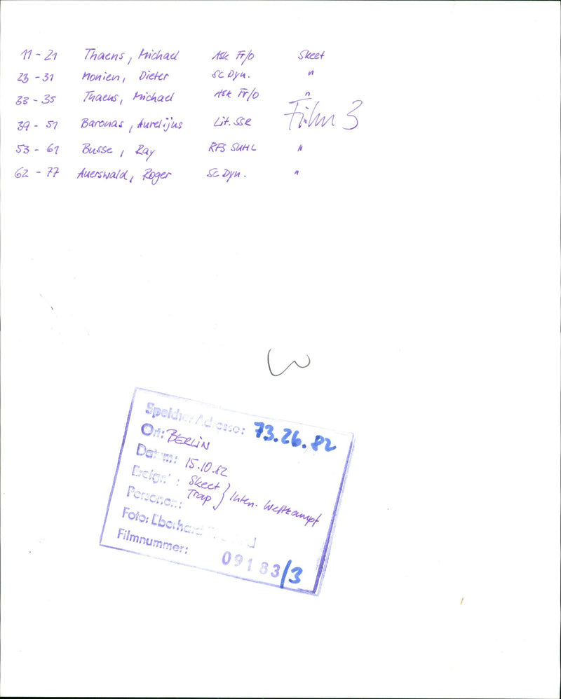 1973 BERLIN INTERNATIONAL COMPETITION SKEET TRAP THAENS MICHAEL FILM - Vintage Photograph