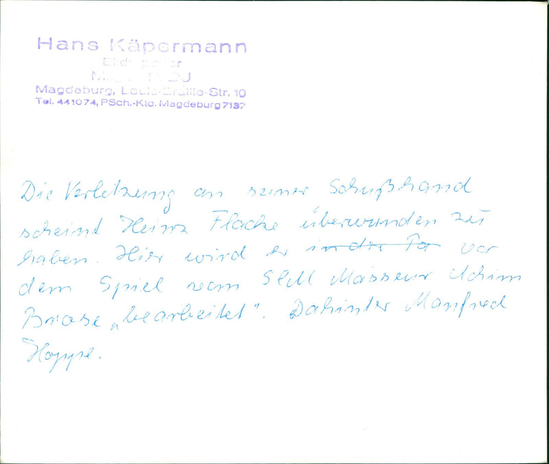 KAPERMANN MAGDEBURG LOLICIE STR TEL PSCH KIO NIAGDEBURG - Vintage Photograph