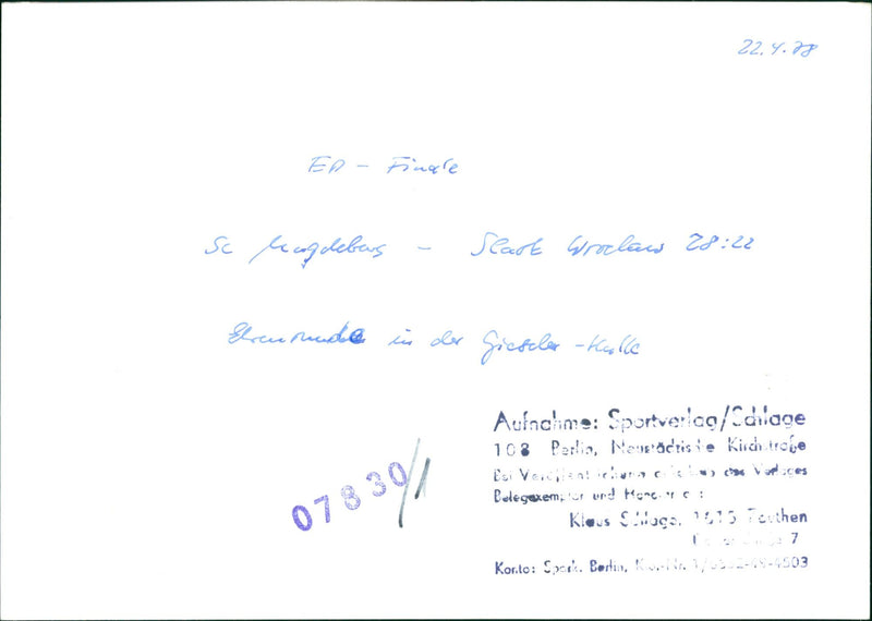 1975 SLASK WROCLAW MAGDEBURG FINALE LEAGLEBES SEAT GROCLAWS ELSURNUDE - Vintage Photograph