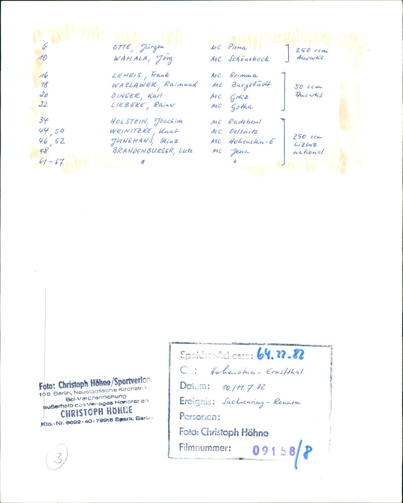 SACHSENRING NUOHNE FILM ADMY GDR NATIONAL - Vintage Photograph