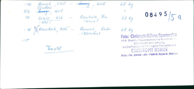 TACE LEIPZIG WRESTLING JUSTRU WERNES SOULS BIN DEKS SAF FILM - Vintage Photograph